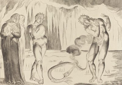 Il cerchio dei ladri, Buoso Donati attaccato dal serpente da William Blake