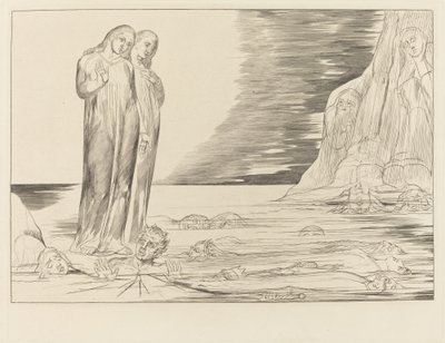 Il Cerchio dei Traditori; Il Piede di Dante Colpisce Bocca degli Abbate da William Blake