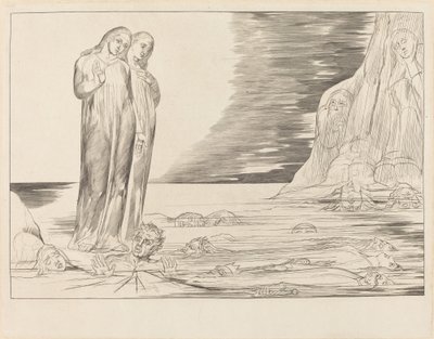 Il Cerchio dei Traditori; Il Piede di Dante Colpisce Bocca degli Abbate da William Blake