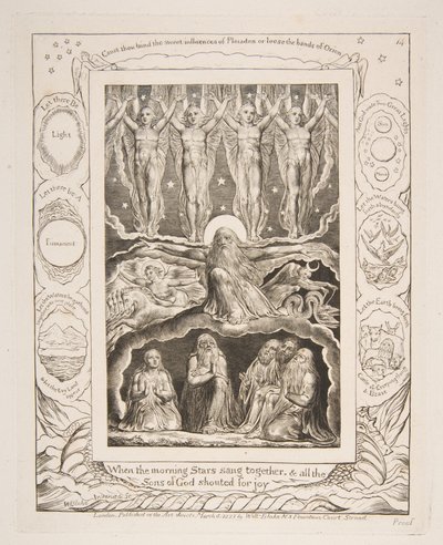 La Creazione, da Illustrazioni del Libro di Giobbe, 1825-26 da William Blake
