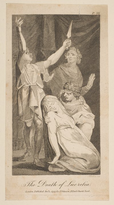 La morte di Lucrezia, da Allens New and Impartial Roman History da William Blake