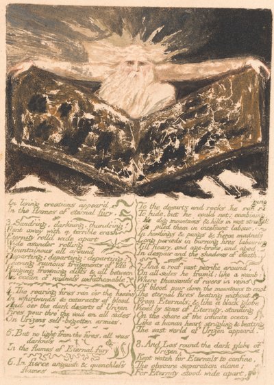 Il Primo Libro di Urizen, Tavola 6, "Nelle creazioni viventi apparve . . . ." (Bentley 5) da William Blake
