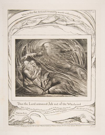 Il Signore risponde a Giobbe dal turbine, da Illustrazioni del Libro di Giobbe, 1825-26 da William Blake