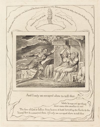 I messaggeri raccontano a Giobbe delle sue disgrazie da William Blake