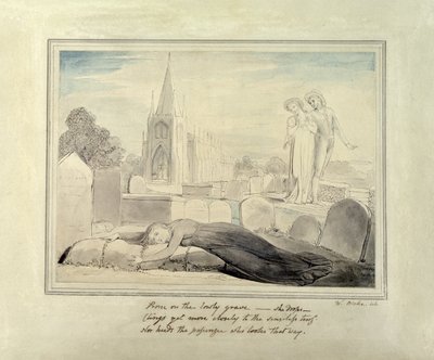 La vedova che abbraccia la tomba del marito da William Blake
