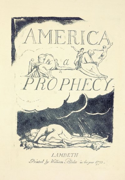 Pagina del titolo da "America, A Prophesy", metà 1790s da William Blake