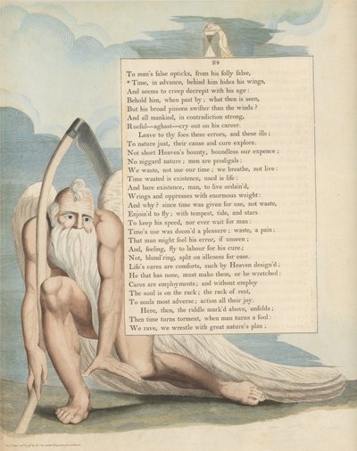 Pensieri Notturni di Young, Pagina 24, Il Tempo, in Avanti, Dietro di Lui Nasconde le Sue Ali da William Blake