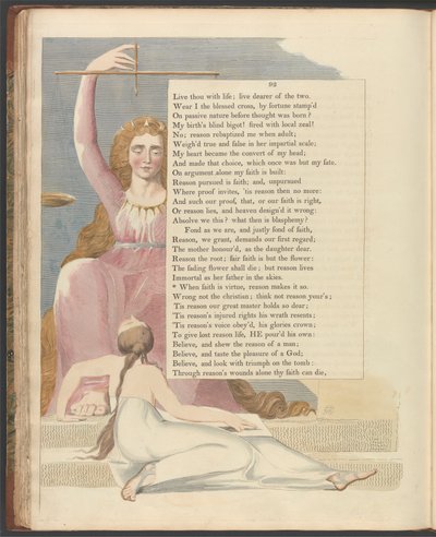 Pensieri notturni di Young, Pagina 92, "Quando la fede è virtù, la ragione lo rende tale" da William Blake