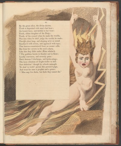 Pensieri Notturni di Young, Pagina 95, La dea esplode in tuono e fiamme da William Blake