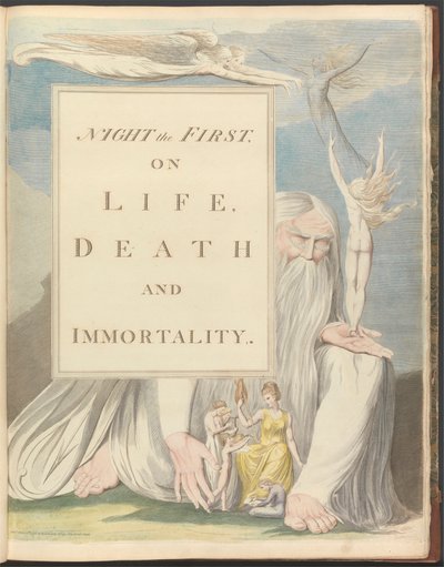 Pensieri notturni di Young, pagina del titolo, "La prima notte, sulla vita, la morte e l