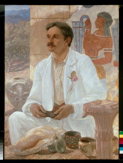 Sir Arthur Evans tra le rovine del Palazzo di Cnosso da William Blake Richmond