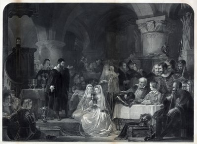 John Knox che amministra la prima comunione protestante, pub. 1849 da William Bonner