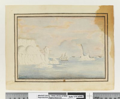 Opp. p. 150. `Isole di ghiaccio attraverso le quali la Sirius navigò il 14 dicembre 1788 al largo di Capo Horn