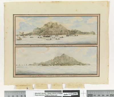 Lato NE di Hummock Island, al largo della punta sud di Mindanoo, agosto 1791; lato NE di Pulo Sanguy, S 4 gradi E e S 60 gradi O, agosto 1791, c.1802 da William Bradley
