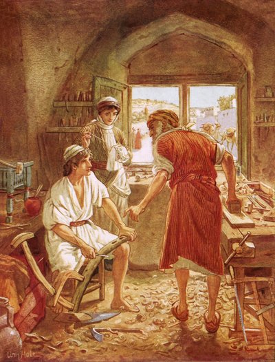 Cristo che Lavora con Giuseppe come Falegname da William Brassey Hole