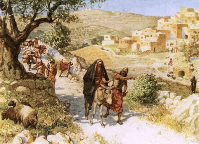 Davide, fuggendo da Gerusalemme, è maledetto da Shimei da William Brassey Hole