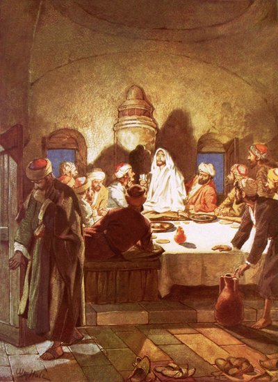 Gesù spezza il pane e dà ai suoi discepoli il calice da William Brassey Hole