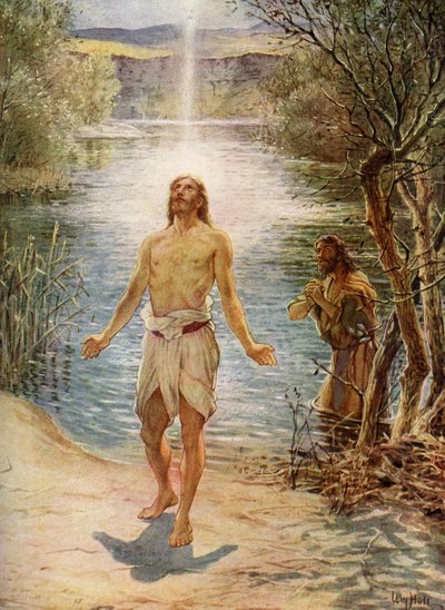 Gesù è battezzato da San Giovanni - Bibbia da William Brassey Hole