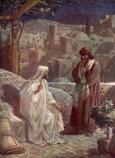 Nicodemo visita Gesù per ascoltare i suoi insegnamenti - Bibbia da William Brassey Hole