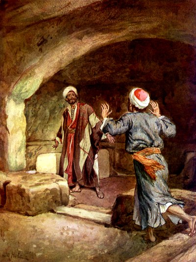 Pietro e Giovanni corrono al sepolcro vuoto - Bibbia da William Brassey Hole