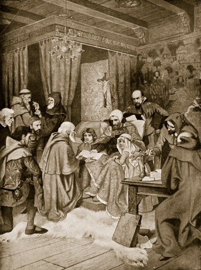 Robert Bruce conferisce una carta, 1329, illustrazione da 