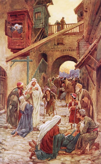 Il popolo di Cafarnao porta molti a Gesù per guarire da William Brassey Hole