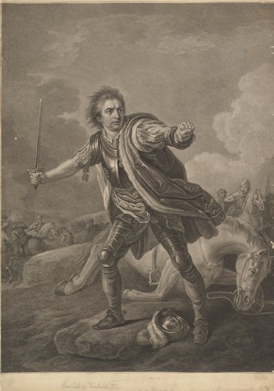 David Garrick come Riccardo III nella performance del Drury Lane Theatre, 1759 da William Bromley
