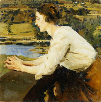 Giovane donna su un balcone da William Bruce Ellis Ranken