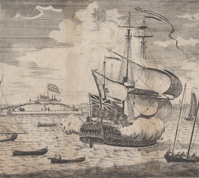 Veduta del Castello William vicino a Boston nel New England, inizio XVIII secolo da William Burgis.