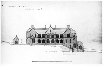 Elevazione Ovest - Casa di San Michele, Cheddar, prima del 1878 da William Butterfield