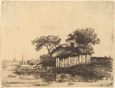Cottage con staccionata bianca da William Byron after Rembrandt van Rijn