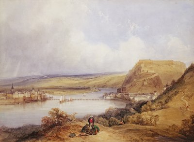 Ehrenbreitstein e Coblenza dalle alture di Pfaffendorf da William Callow