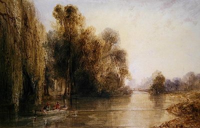 Figure che remano su un fiume francese da William Callow