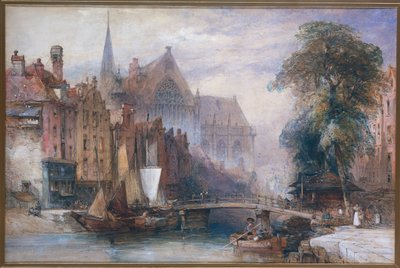 Veduta della Nieuwe Kerk e della Nieuwezijds Voorburgwal ad Amsterdam, dal Nord da William Callow