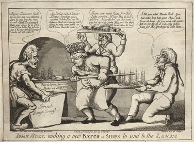 John Bull che costruisce una nuova flotta da inviare ai laghi da William Charles