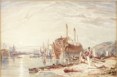 Hulk nel porto di Falmouth da Clarkson Frederick Stanfield