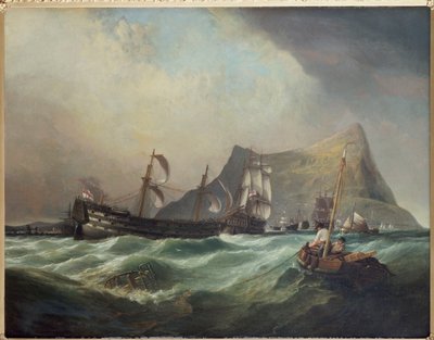 Nettuno che traina la Vittoria nel porto di Gibilterra dopo la battaglia di Trafalgar da Clarkson Frederick Stanfield