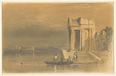 Rovine di un tempio su un lago in un paesaggio italiano da Clarkson Frederick Stanfield