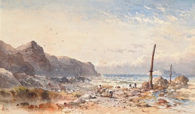 Una giornata ventosa con pescatori sulla spiaggia da William Cook of Plymouth