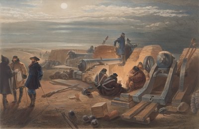 Una notte tranquilla nelle batterie. Uno schizzo nella batteria di Greenhill da William Crimea Simpson