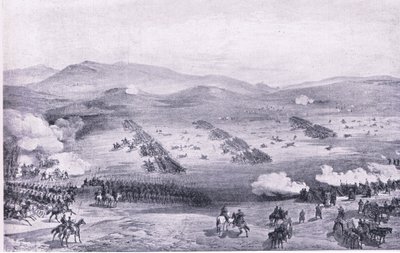 Balaclava, 25 ottobre 1854: La carica della Brigata Leggera, illustrazione da British Battles on Land and Sea, 1915 da William Crimea Simpson