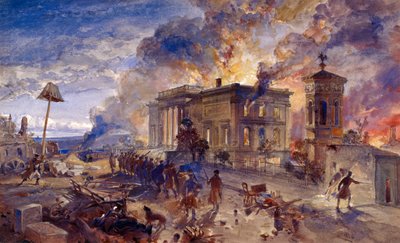 Tempio dei Venti in fiamme, 1856 da William Crimea Simpson