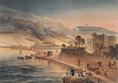 Incendio degli edifici governativi a Kertch. 9 giugno 1855 da William Crimea Simpson