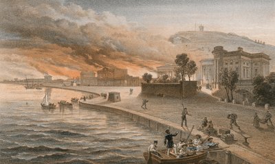 Incendio degli edifici governativi a Kertch, 9 giugno 1855 da William Crimea Simpson