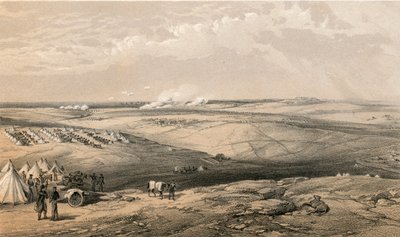Vista distante del quartier generale di Lord Raglan prima di Sebastopoli da William Crimea Simpson