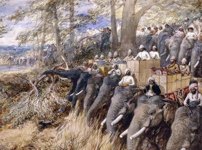 Il principe di Galles nel Terai che batte la giungla con Sir Jung Bahadur Rana, 1876 da William Crimea Simpson
