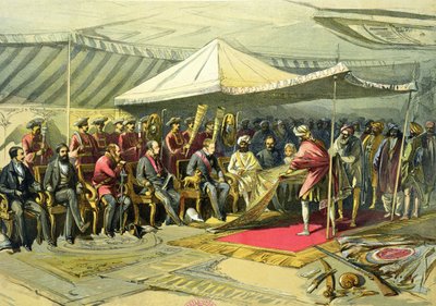 La visita di ritorno del viceré al Maharajah del Kashmir, 1863 (cromolitografia) da William Crimea Simpson
