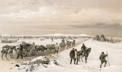 Il campo della 1ª Divisione, guardando a nord verso il campo della 2ª Divisione, le Alture di Inkermann in lontananza da William Crimea Simpson