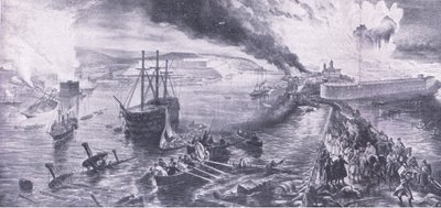 La caduta di Sebastopoli e la ritirata dei russi, 8 settembre 1855, illustrazione da British Battles on Land and Sea, 1915 da William Crimea Simpson