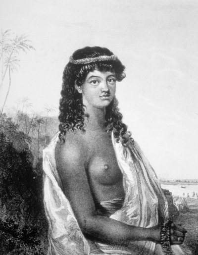 Giovane ragazza delle Isole Sandwich Hawaii da William Dampier